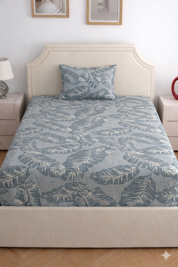 Premium Cotton Fabric Sonata Designer Single Bedsheet Set with Pillow Cover