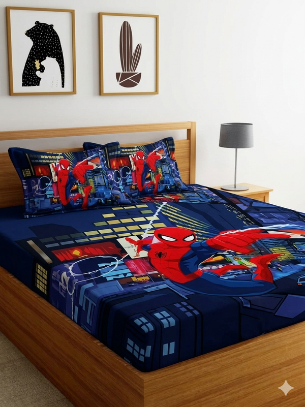 Digital Printed Elastic Fitted Bedsheet Set (Multi)