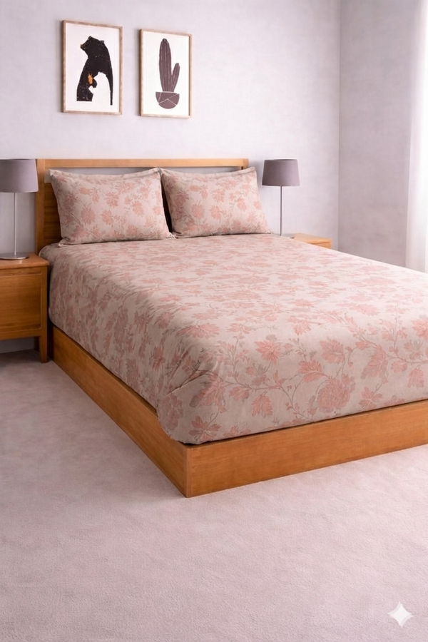 Premium Printed Elastic Fitted Bedsheet (orange)