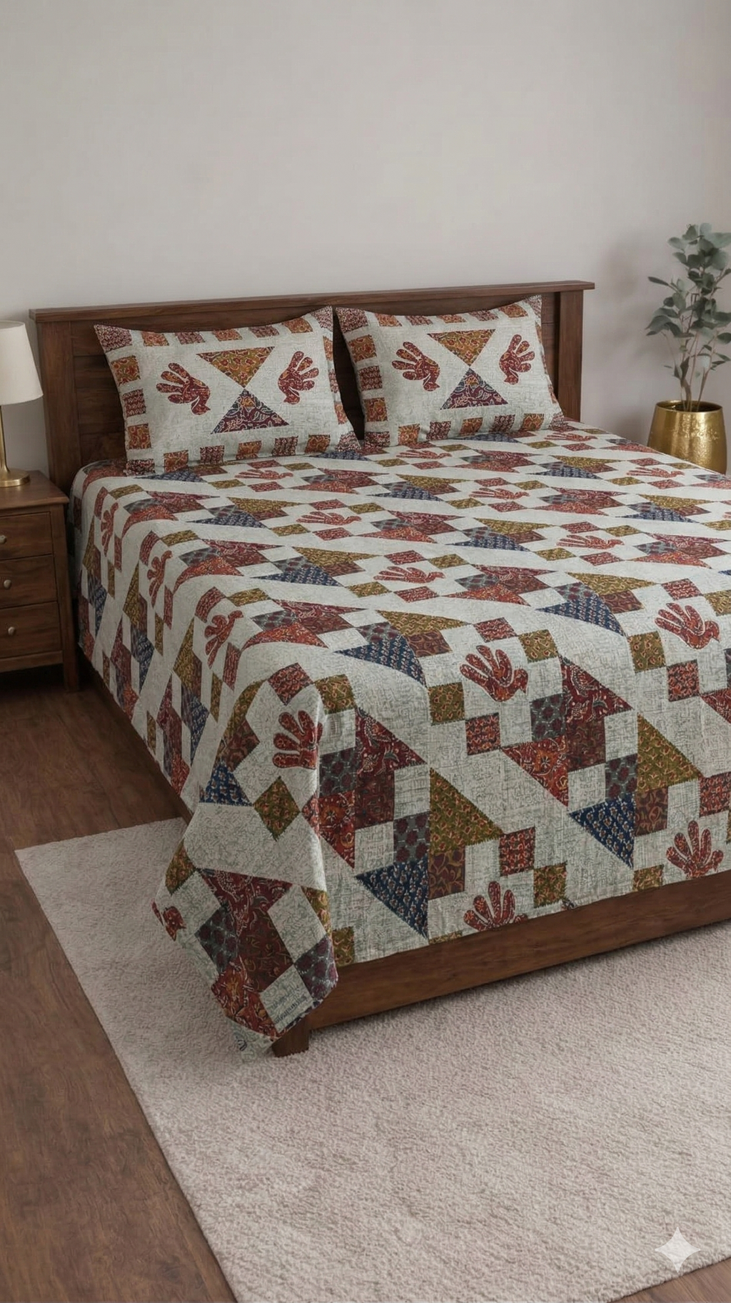 Ajarak Barmedi Printed Bedsheet set for Traditional look