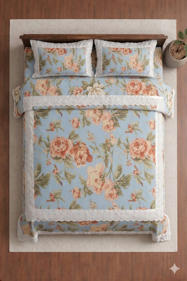 Premium Blue Cotton Cozy King Bedding