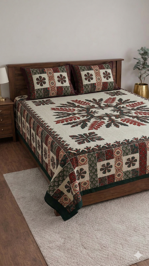 Block jaal Jaipuri Designer Bedsheet