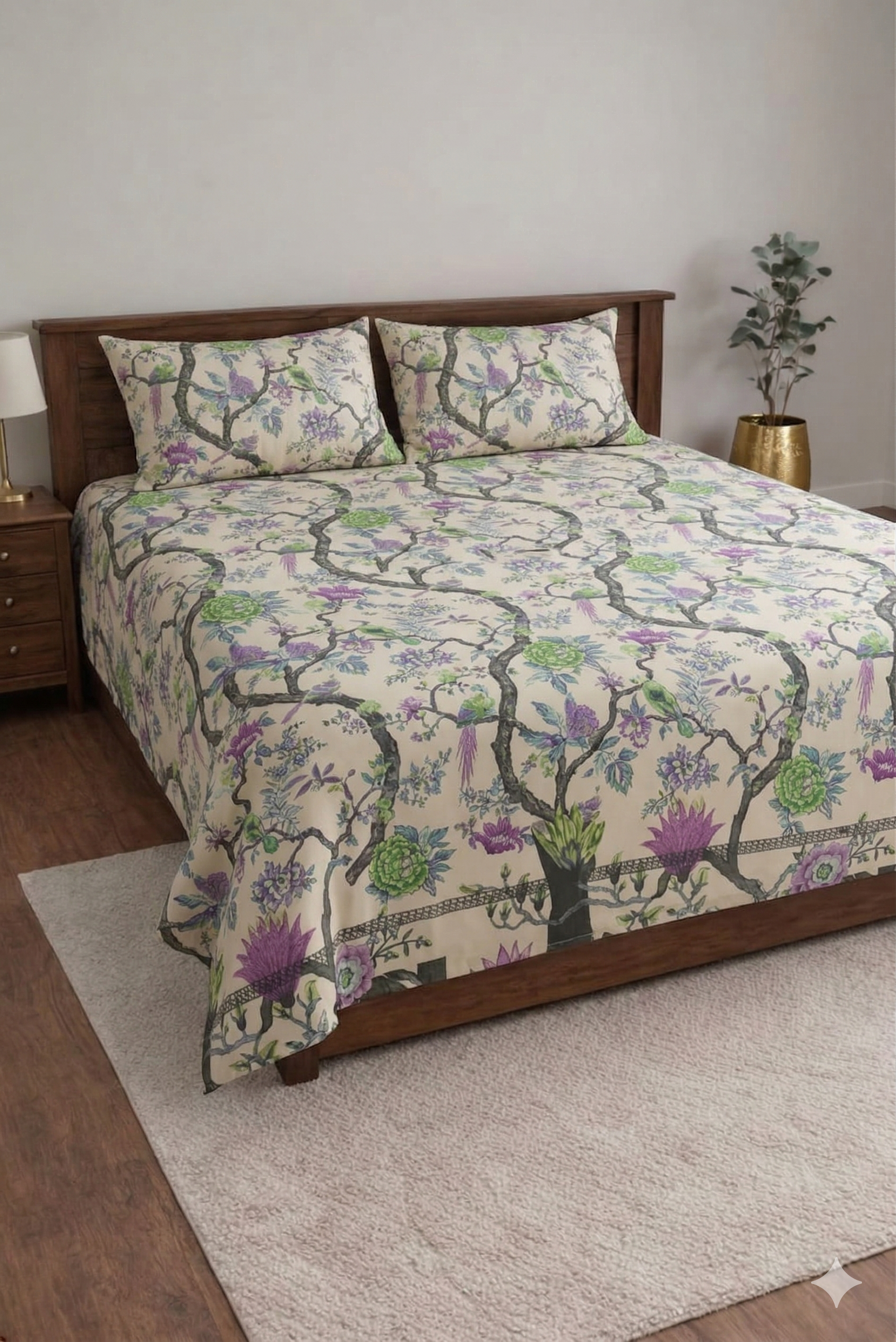 Palmora Floral Printed Designer Bedsheet Set