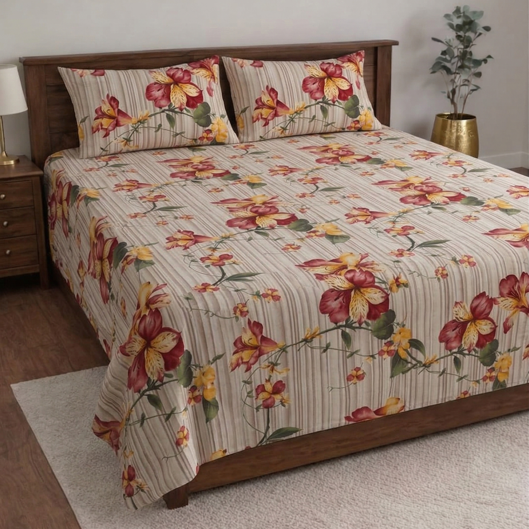 Sonet Floral Printed Bedsheet Set