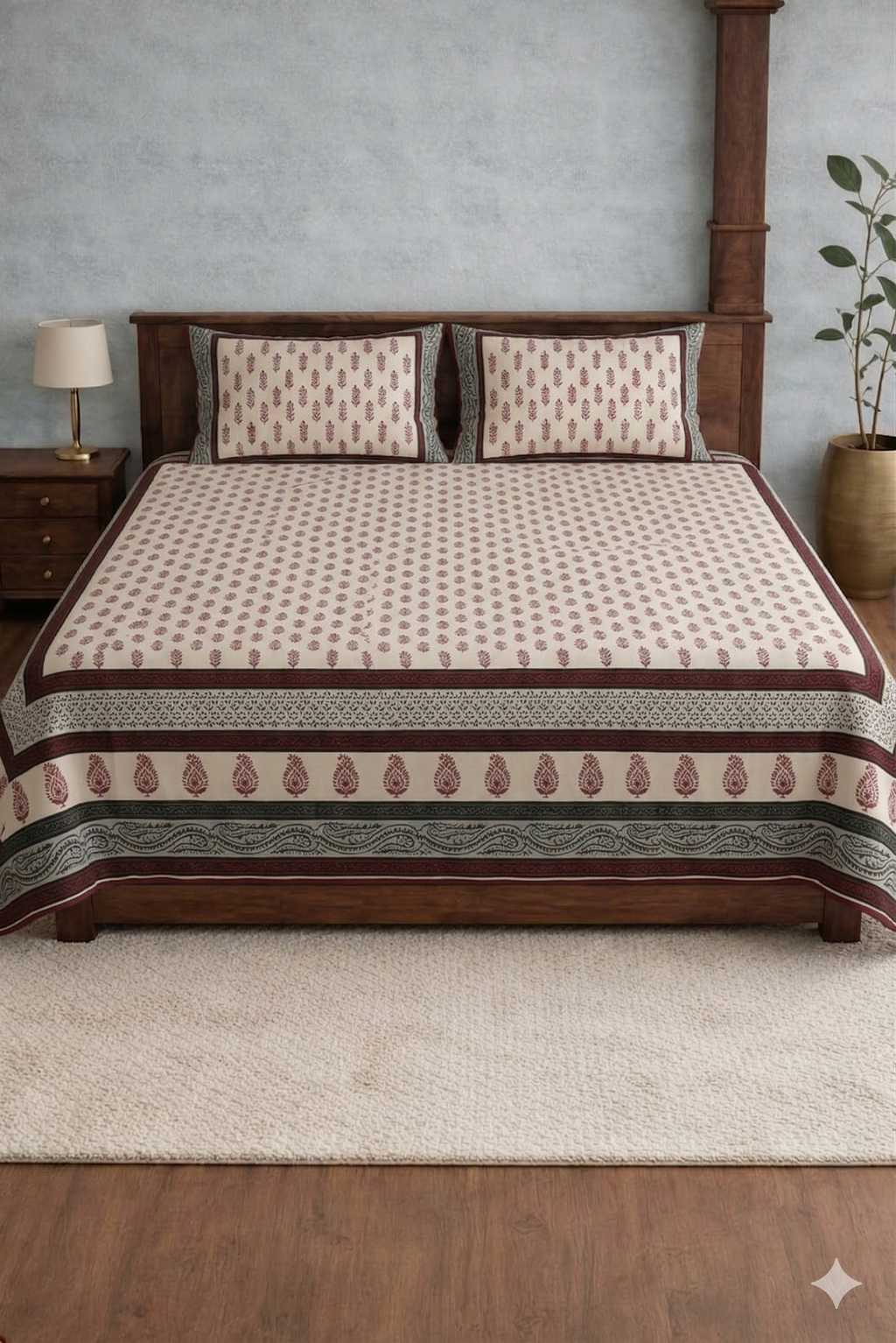 Block jaal Jaipuri Designer Bedsheet