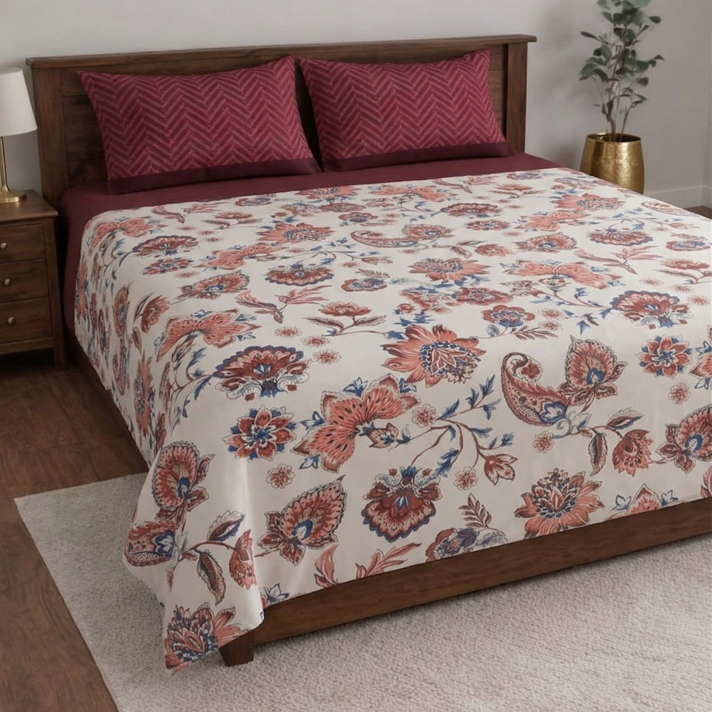 Solitaire Traditionally Designed Banarasi look premium Bedsheet set