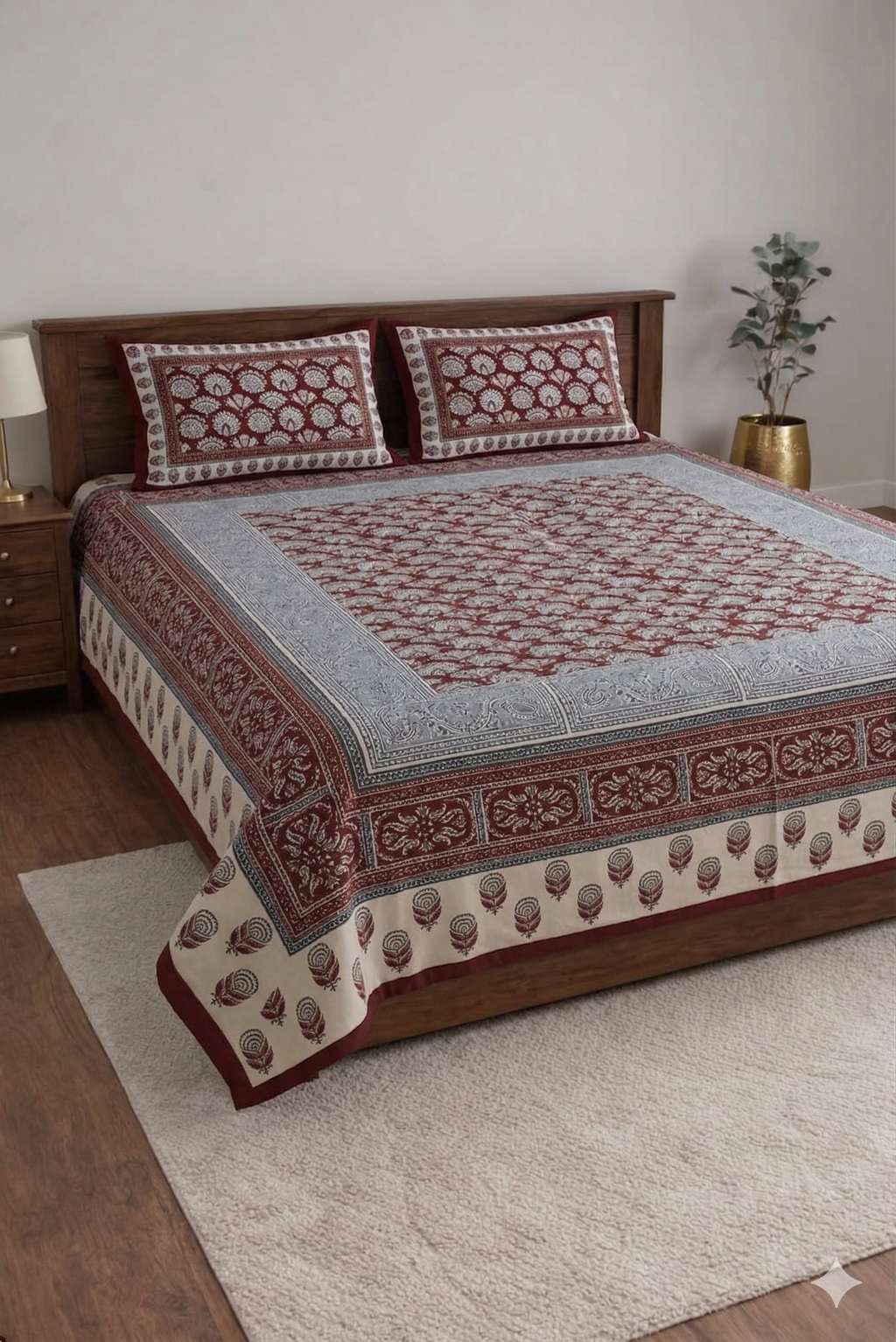 Block jaal Jaipuri Designer Bedsheet