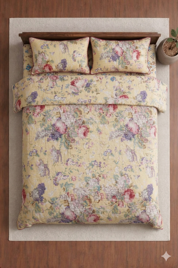 Premium Yellow Cotton Cozy King Bedding