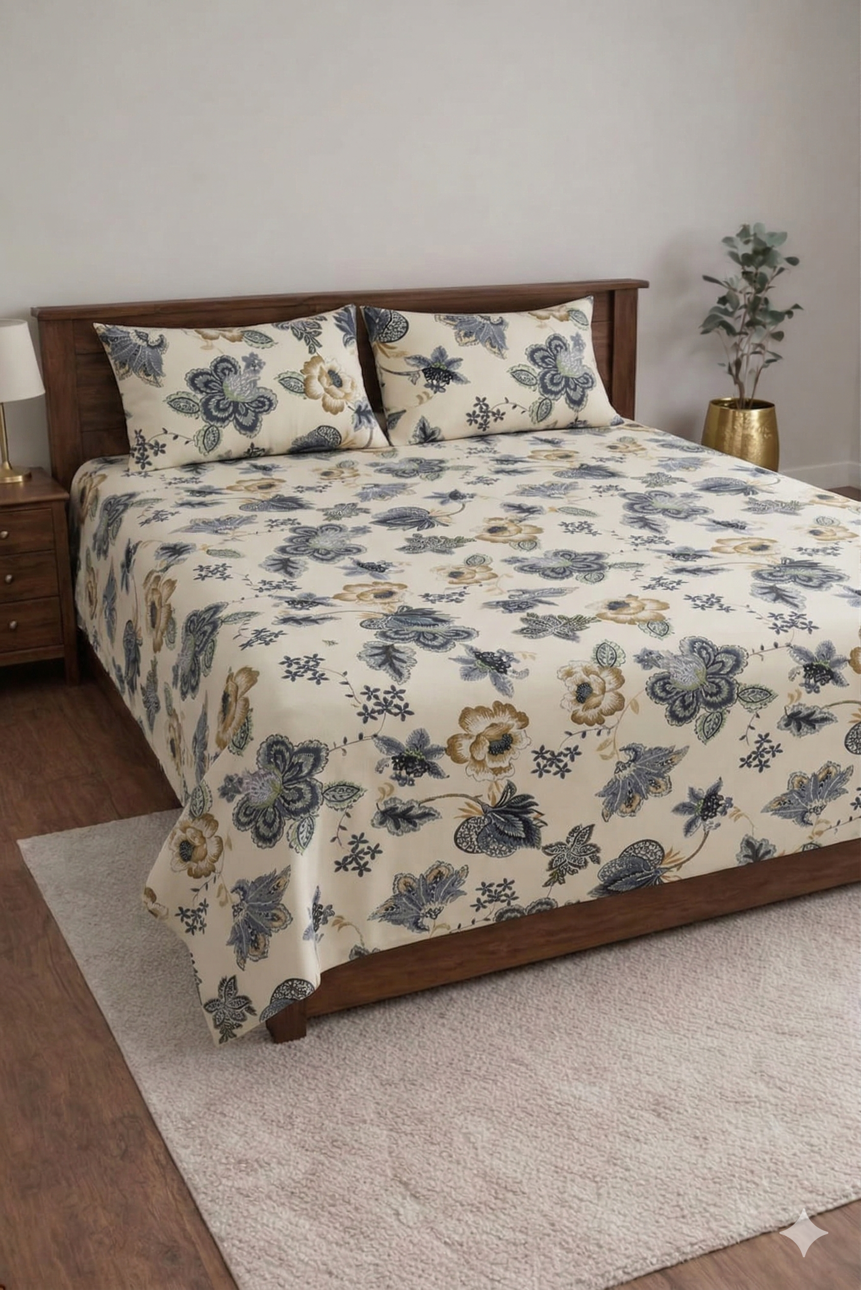 Palmora Floral Printed Designer Bedsheet Set
