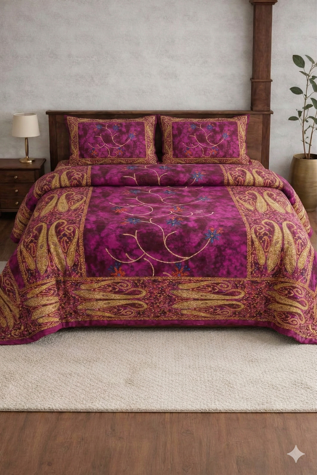 Banarasi Pink Bedsheet Set