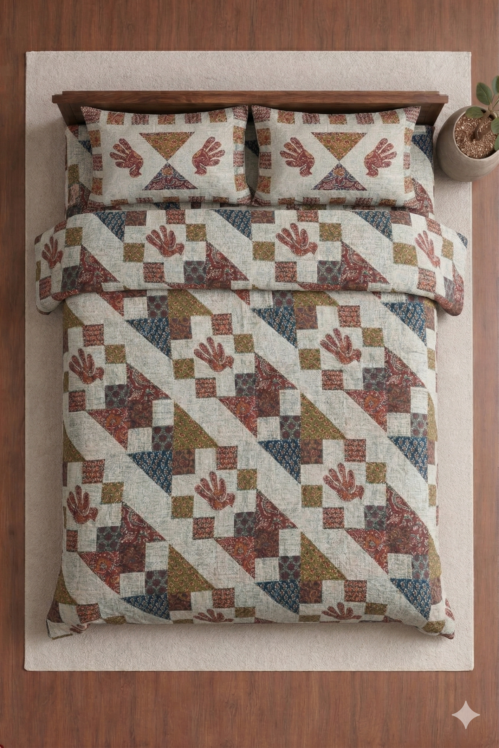 Ajarak Barmedi Printed Bedsheet set for Traditional look