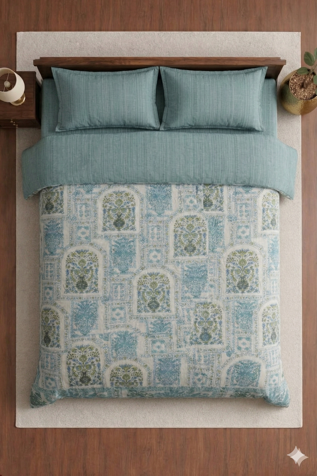 Solitaire Traditionally Designed Banarasi look premium Bedsheet set