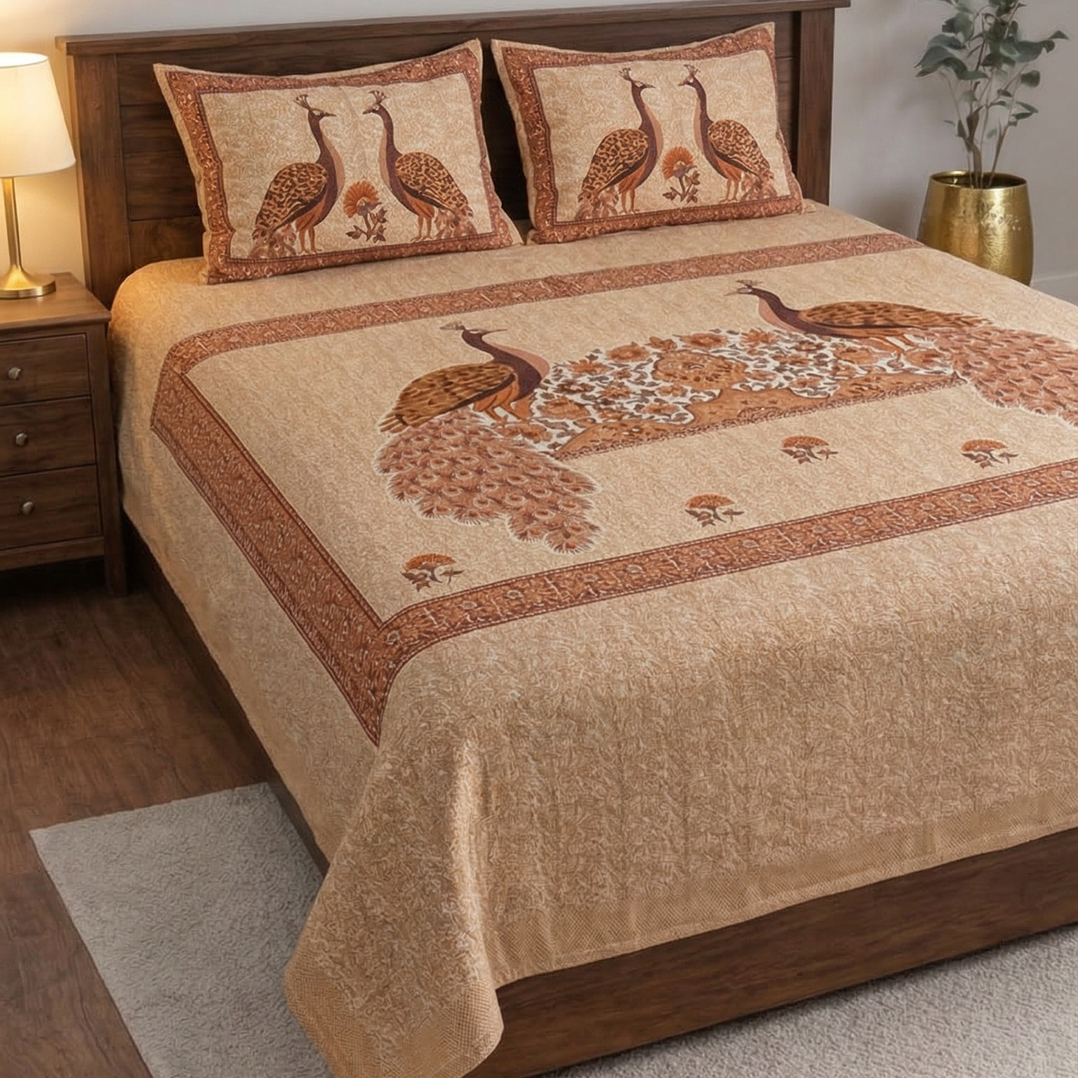 Jhankar Peacock printed Bedsheet Set