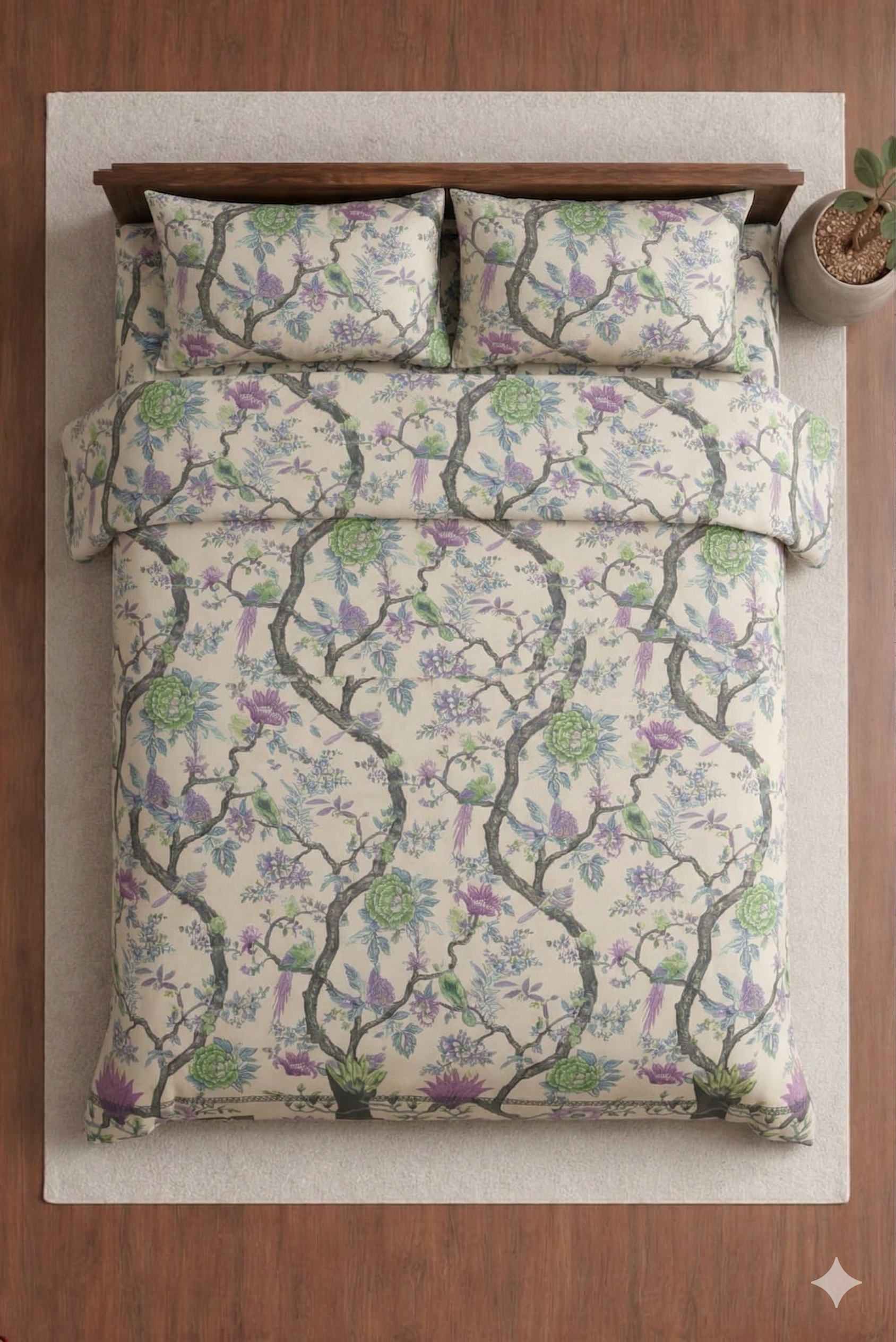 Palmora Floral Printed Designer Bedsheet Set
