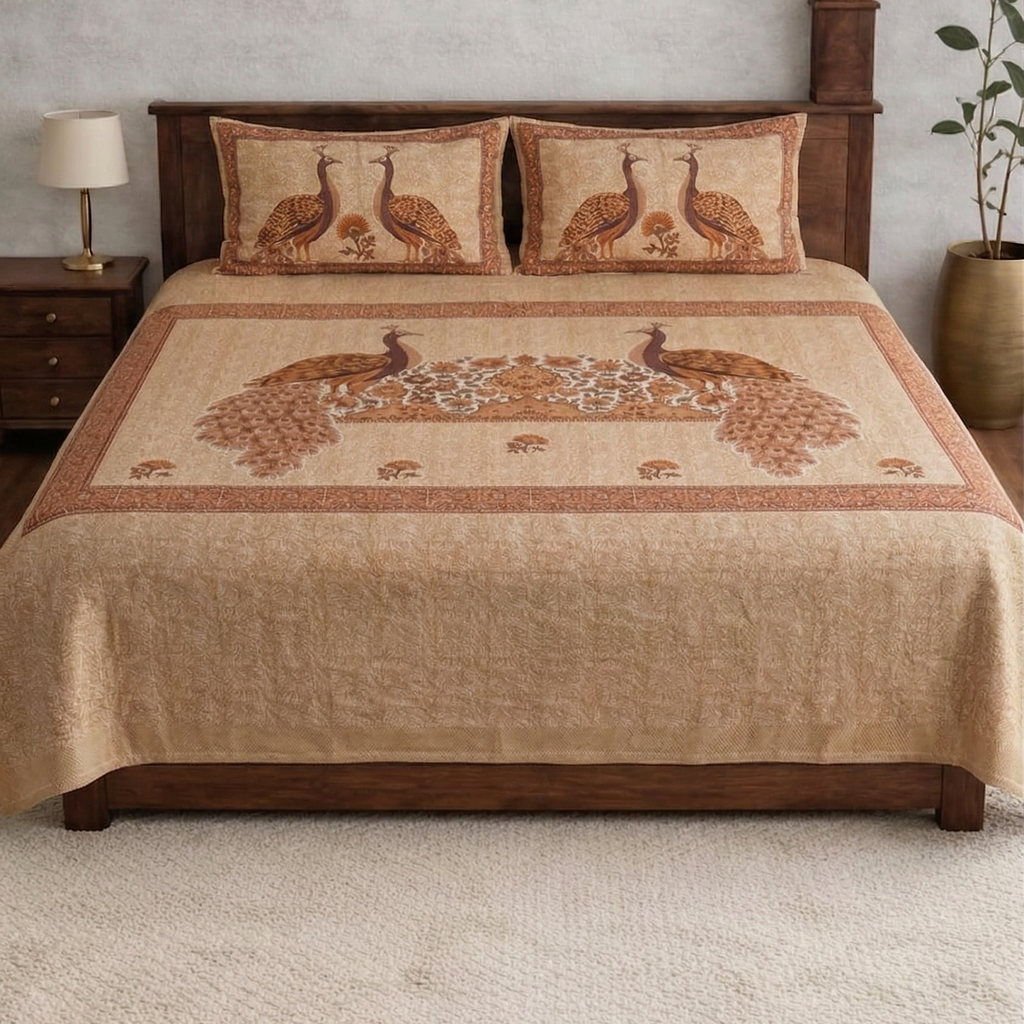 Jhankar Peacock printed Bedsheet Set