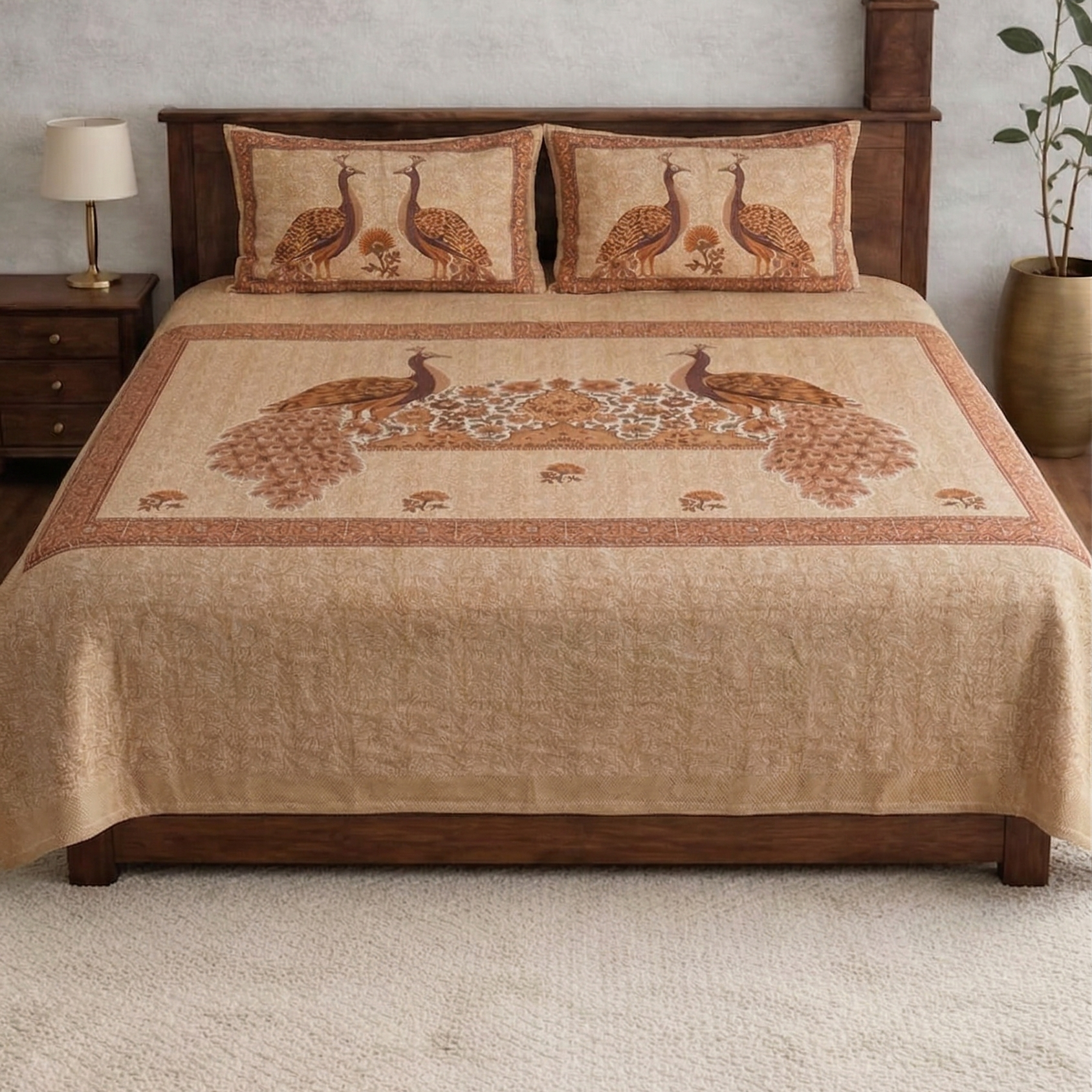 Jhankar Peacock printed Bedsheet Set