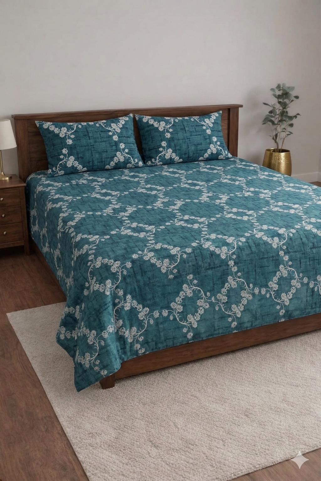 Blue Berry Premium Designer Bedsheet Set