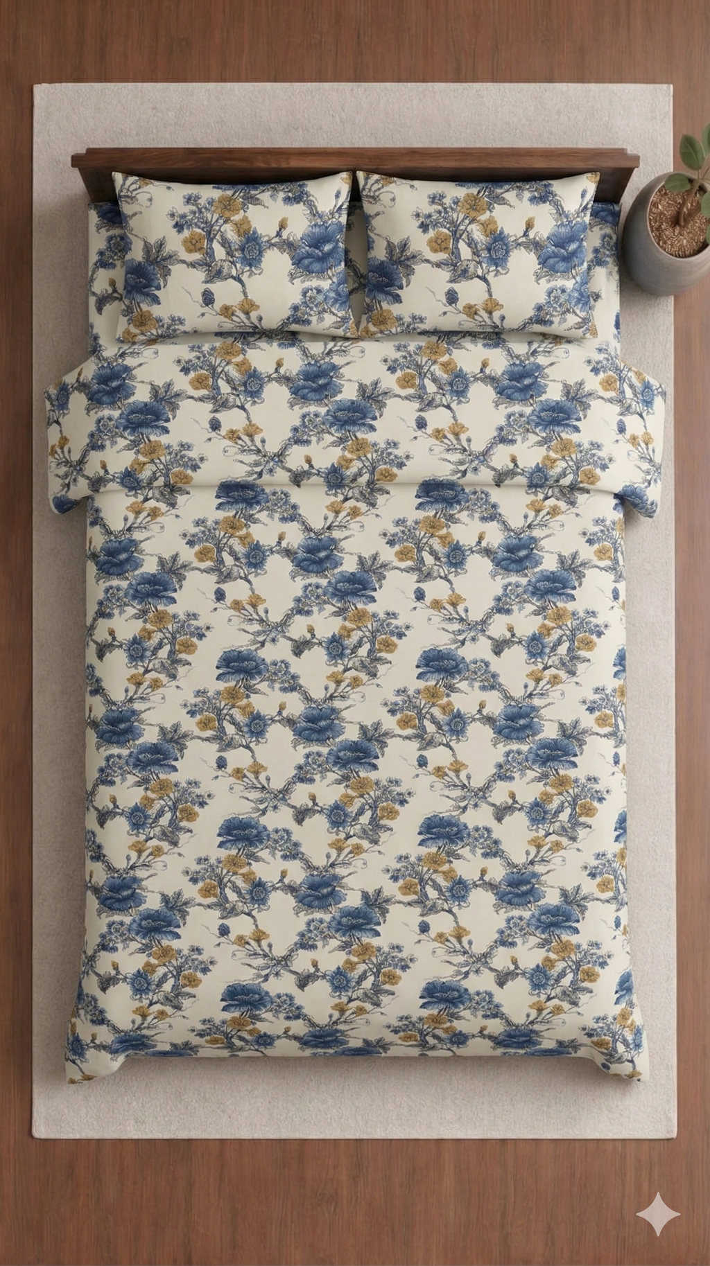 Palmora Floral Printed Designer Bedsheet Set