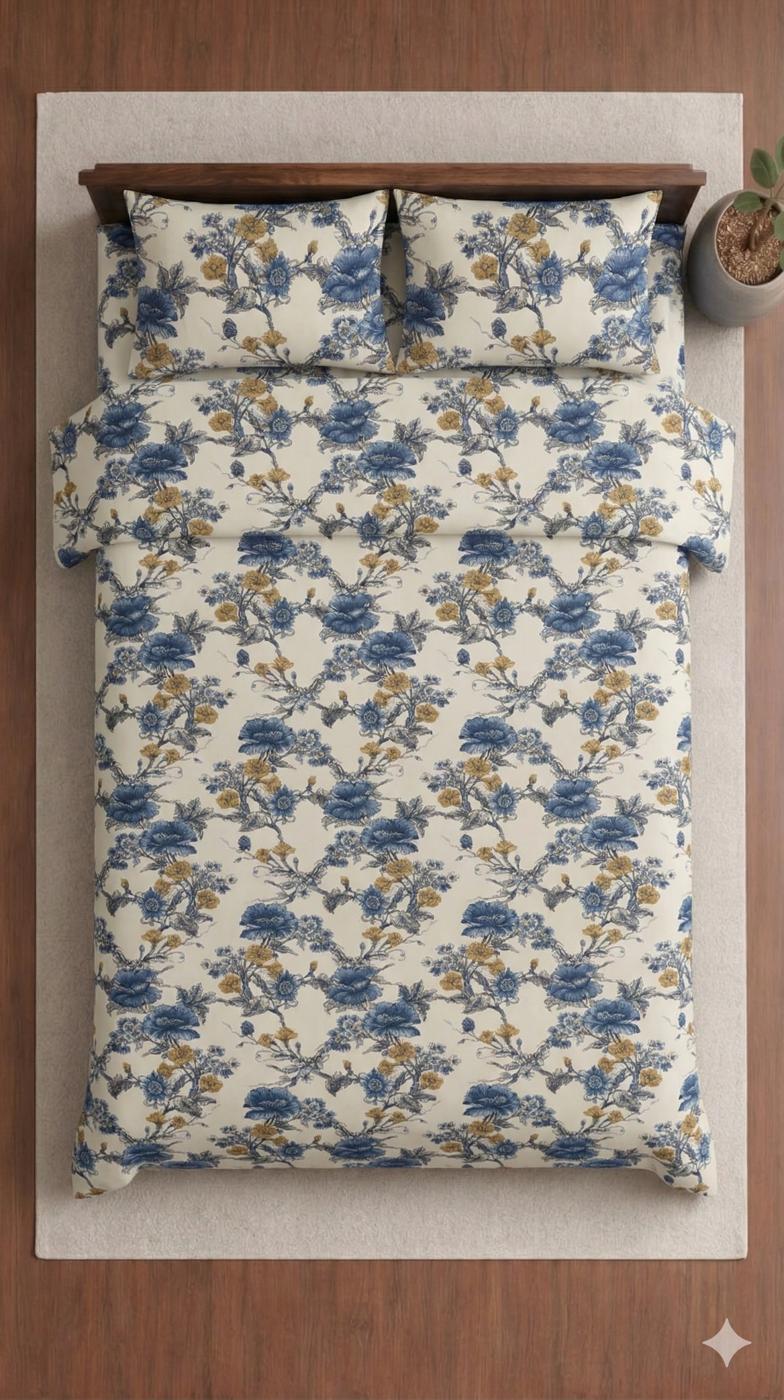 Palmora Floral Printed Designer Bedsheet Set