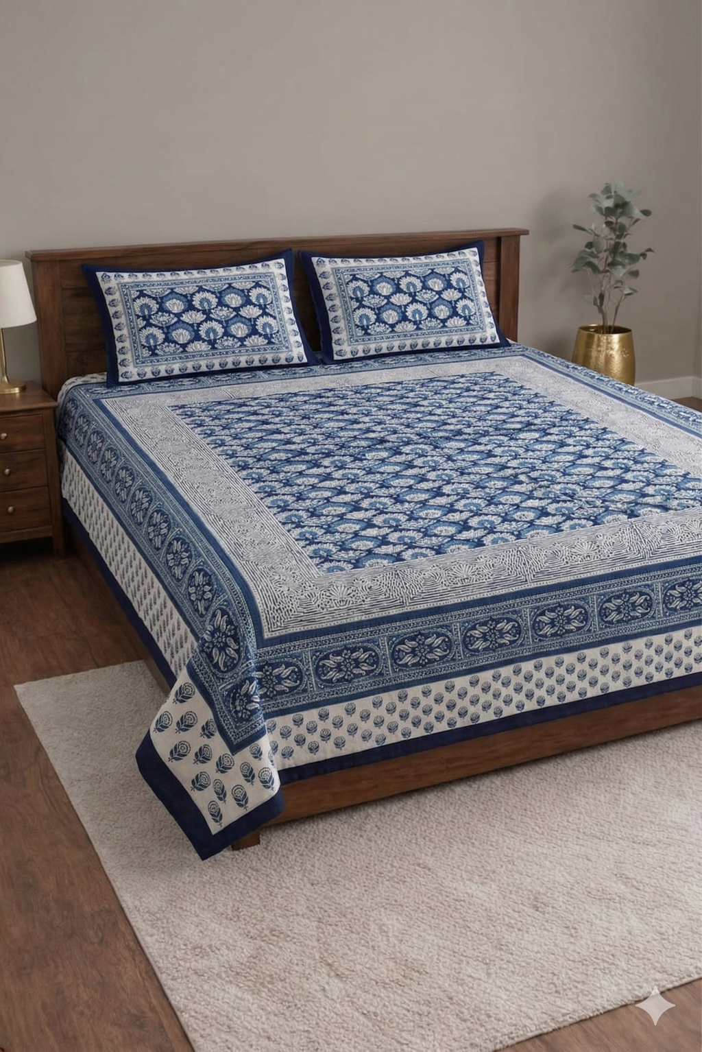 Block jaal Jaipuri Designer Bedsheet