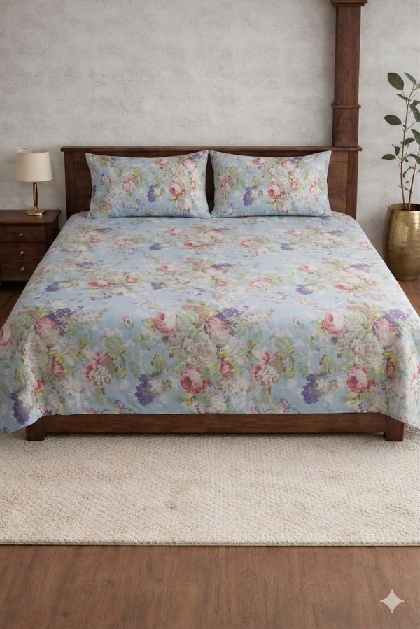 Premium Blue Cotton King Size Bedding