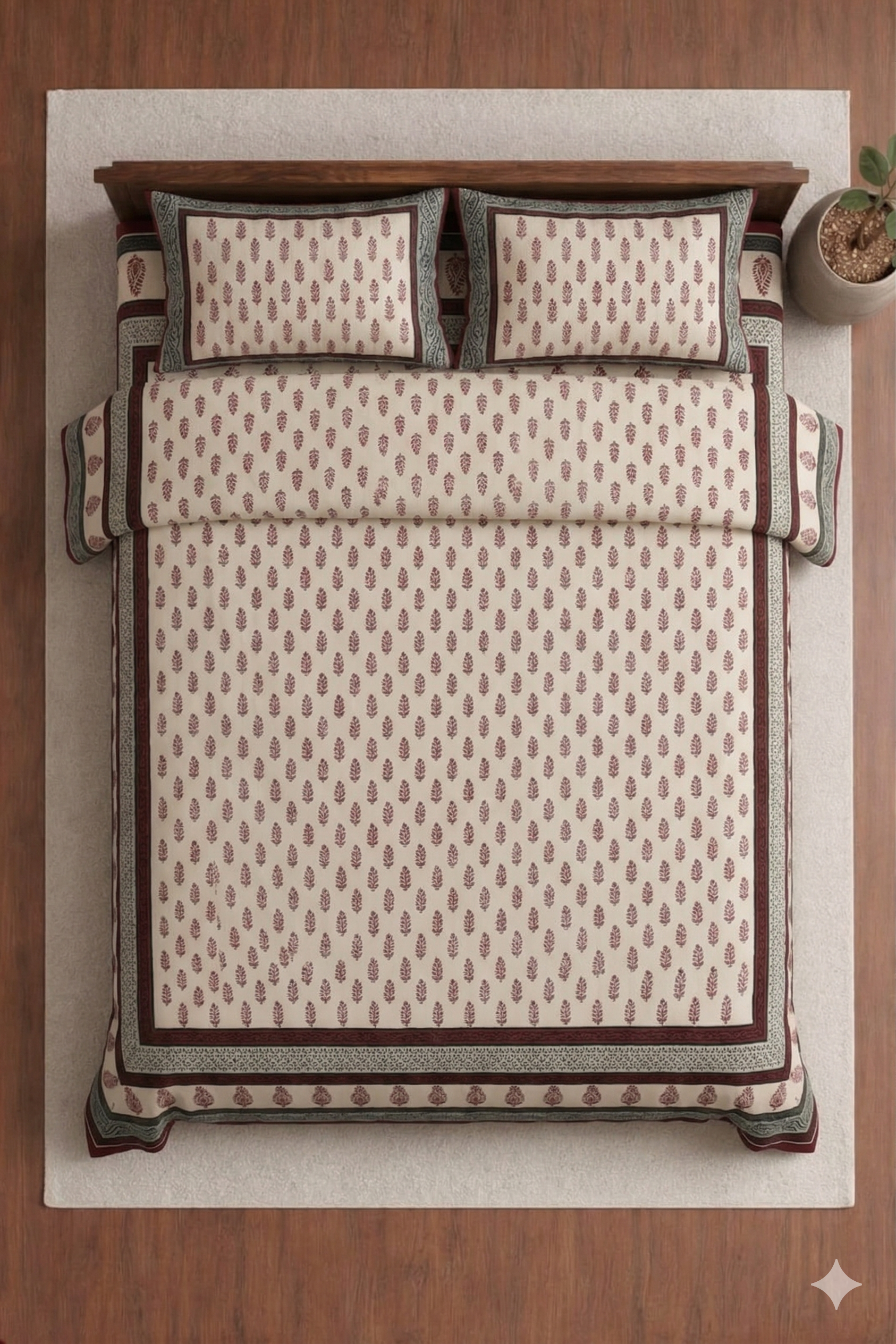 Block jaal Jaipuri Designer Bedsheet