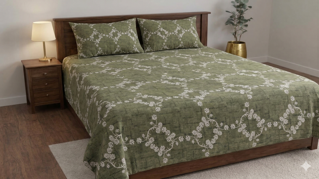 Blue Berry Premium Designer Bedsheet Set