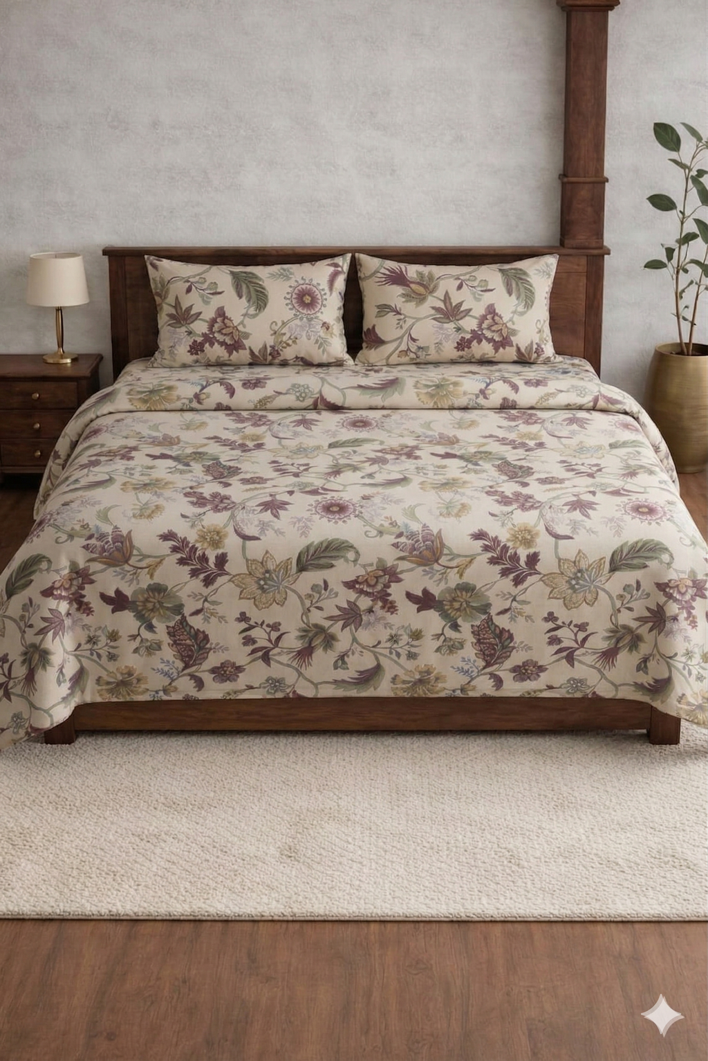 Palmora Floral Printed Designer Bedsheet Set