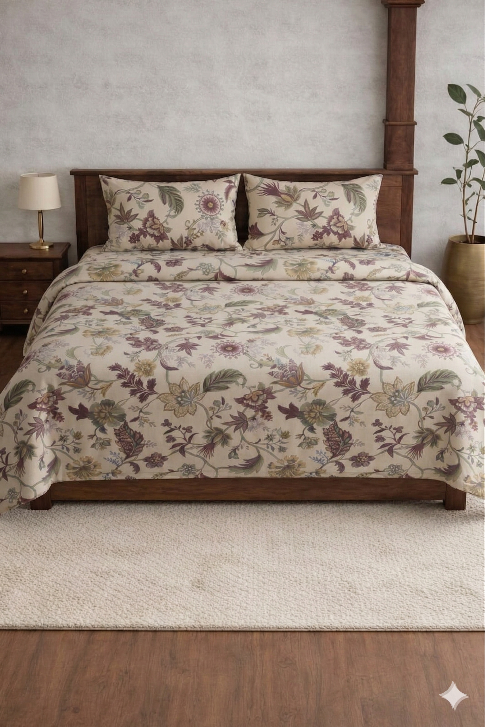 Palmora Floral Printed Designer Bedsheet Set