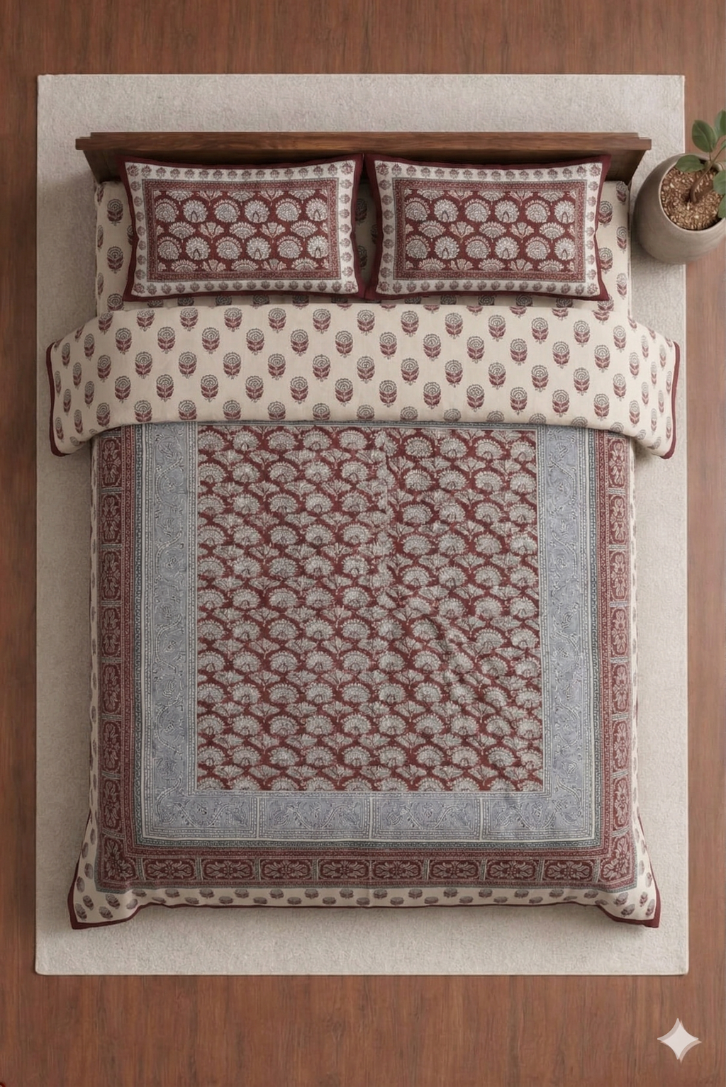 Block jaal Jaipuri Designer Bedsheet