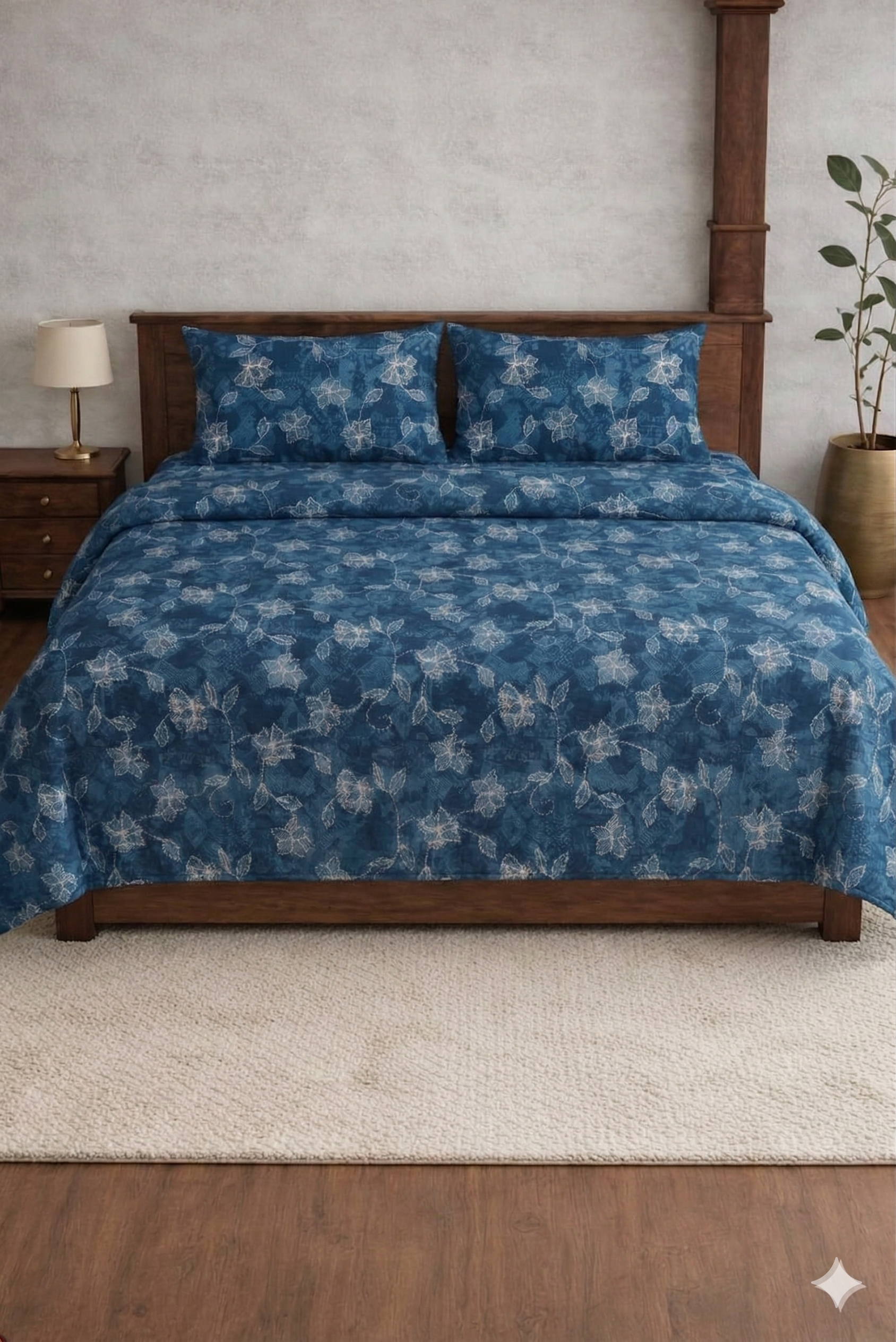 Blue Berry Premium Designer Bedsheet Set