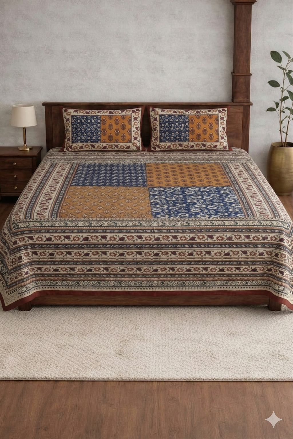 Block jaal Jaipuri Designer Bedsheet