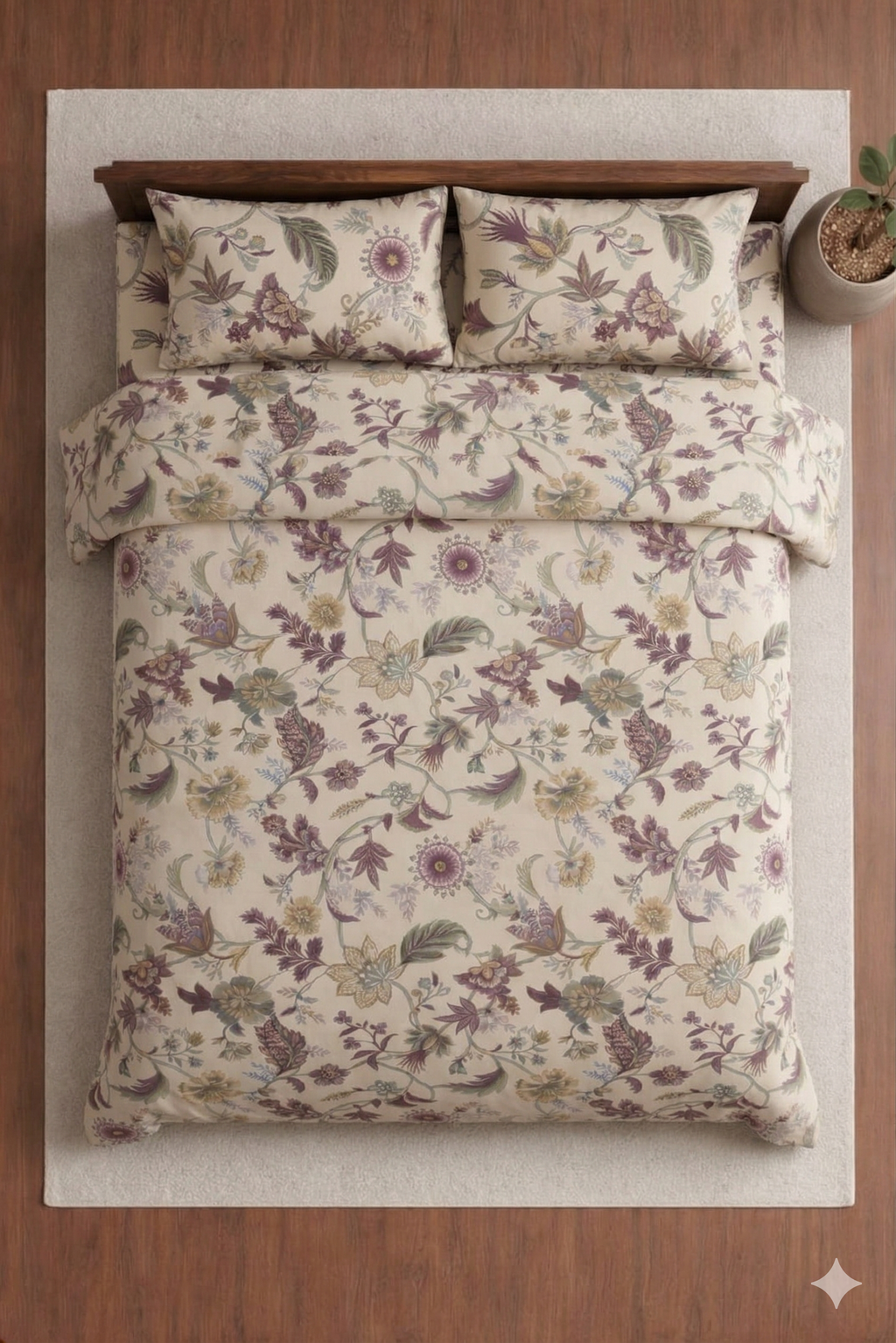 Palmora Floral Printed Designer Bedsheet Set