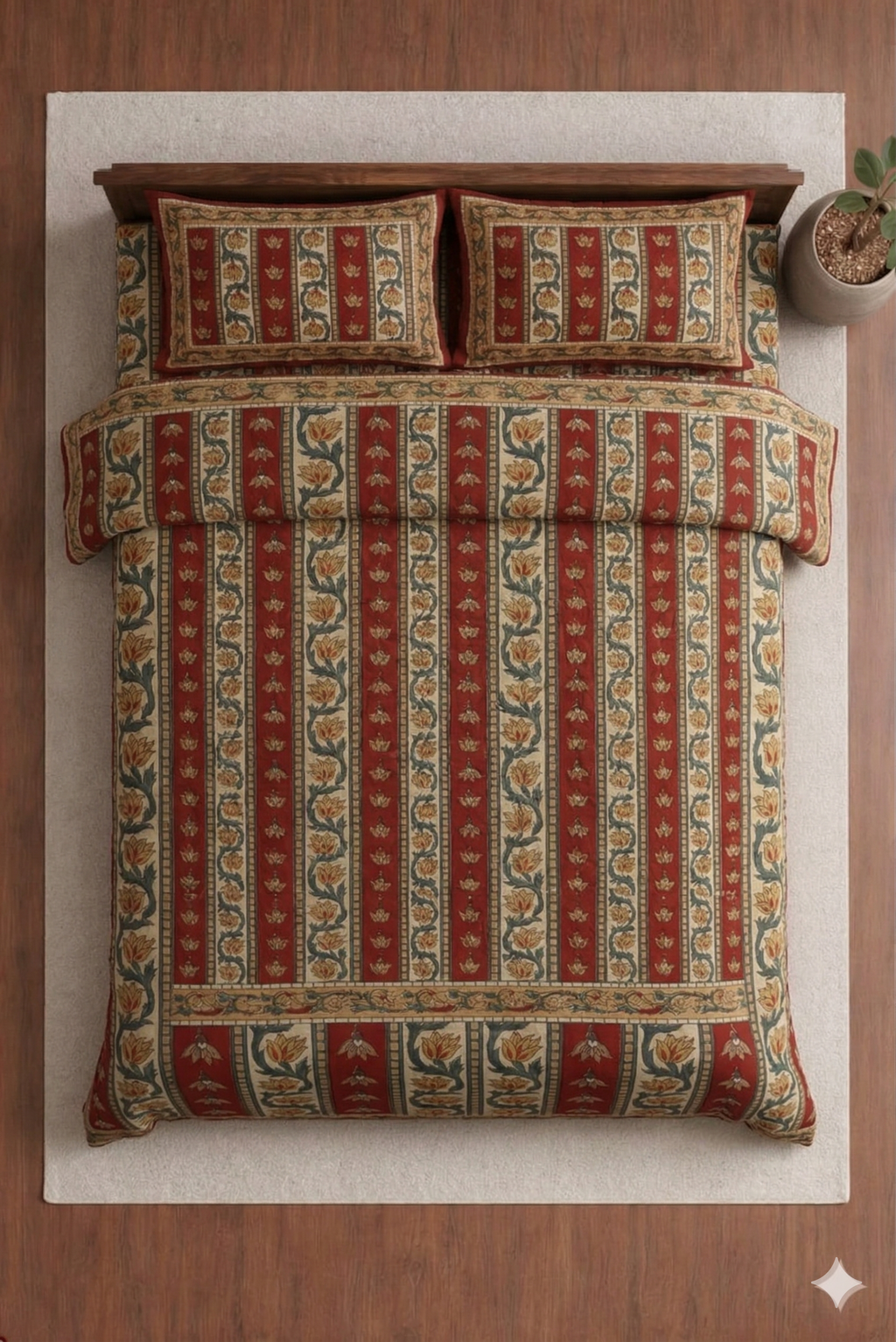Block jaal Jaipuri Designer Bedsheet