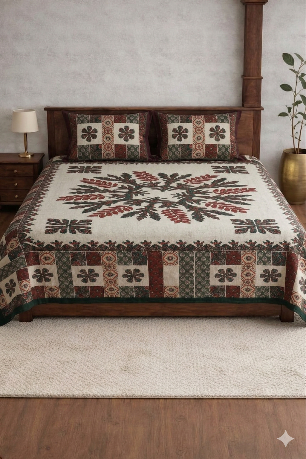 Block jaal Jaipuri Designer Bedsheet