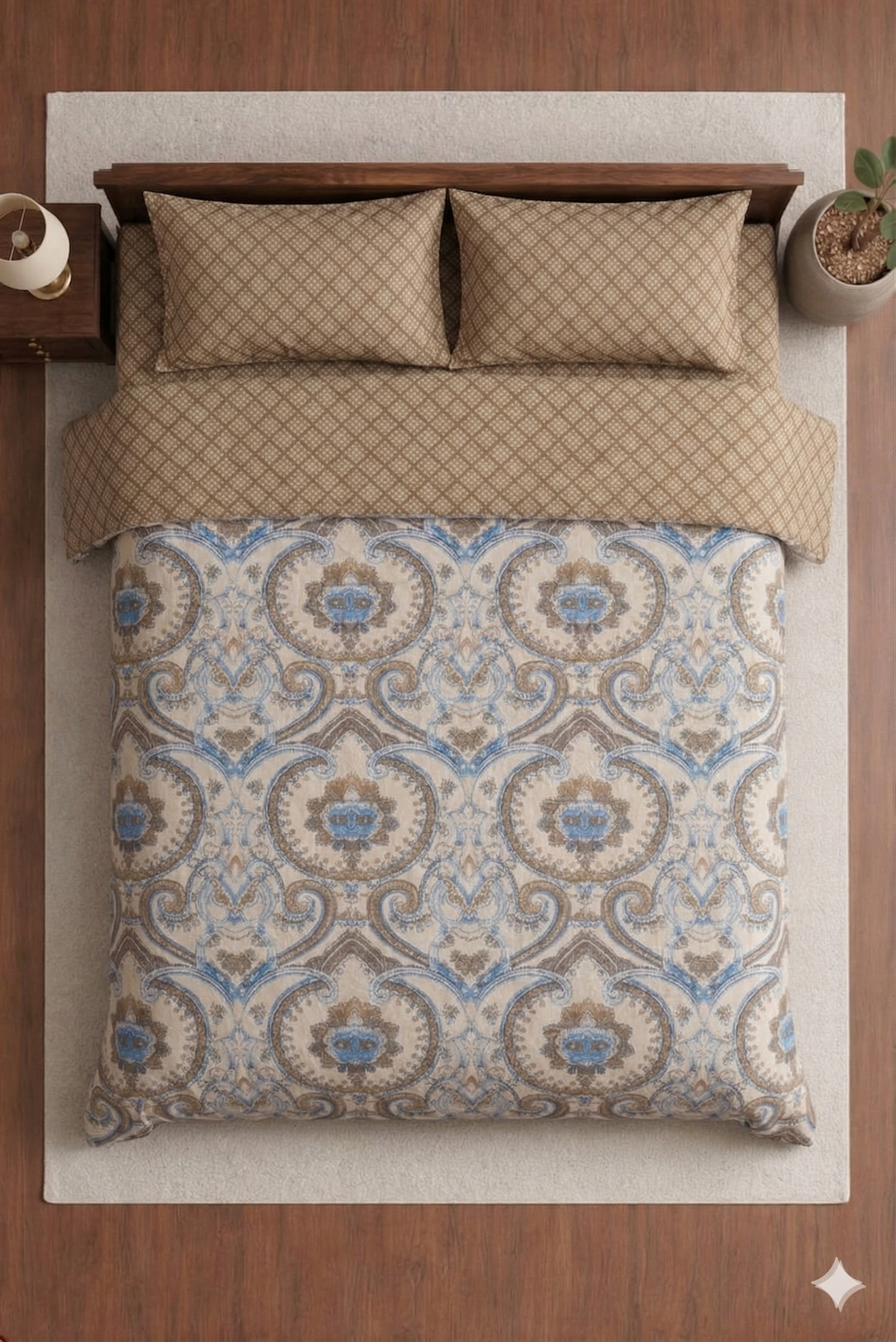Solitaire Traditionally Designed Banarasi look premium Bedsheet set