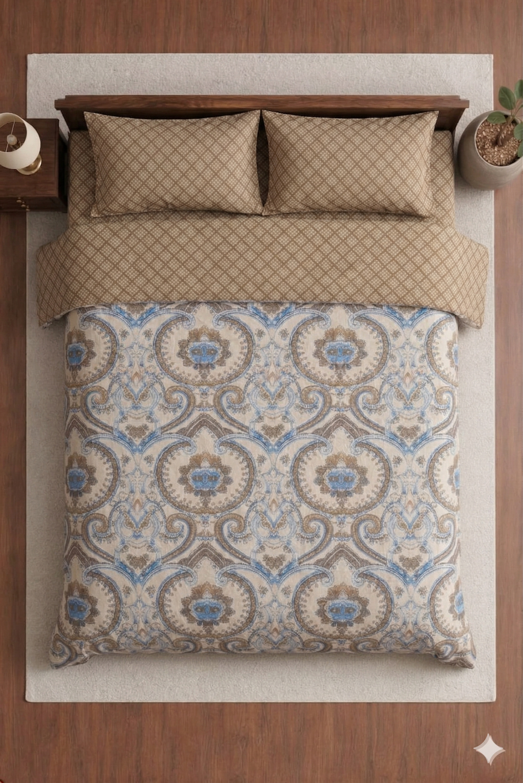 Solitaire Traditionally Designed Banarasi look premium Bedsheet set