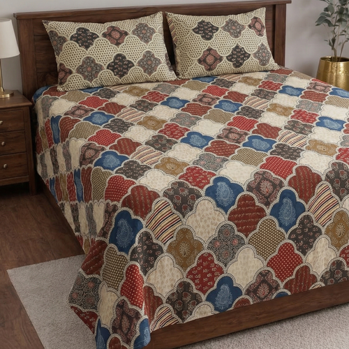 Bagru Designer Single Bedsheet Set for Diwan size beds
