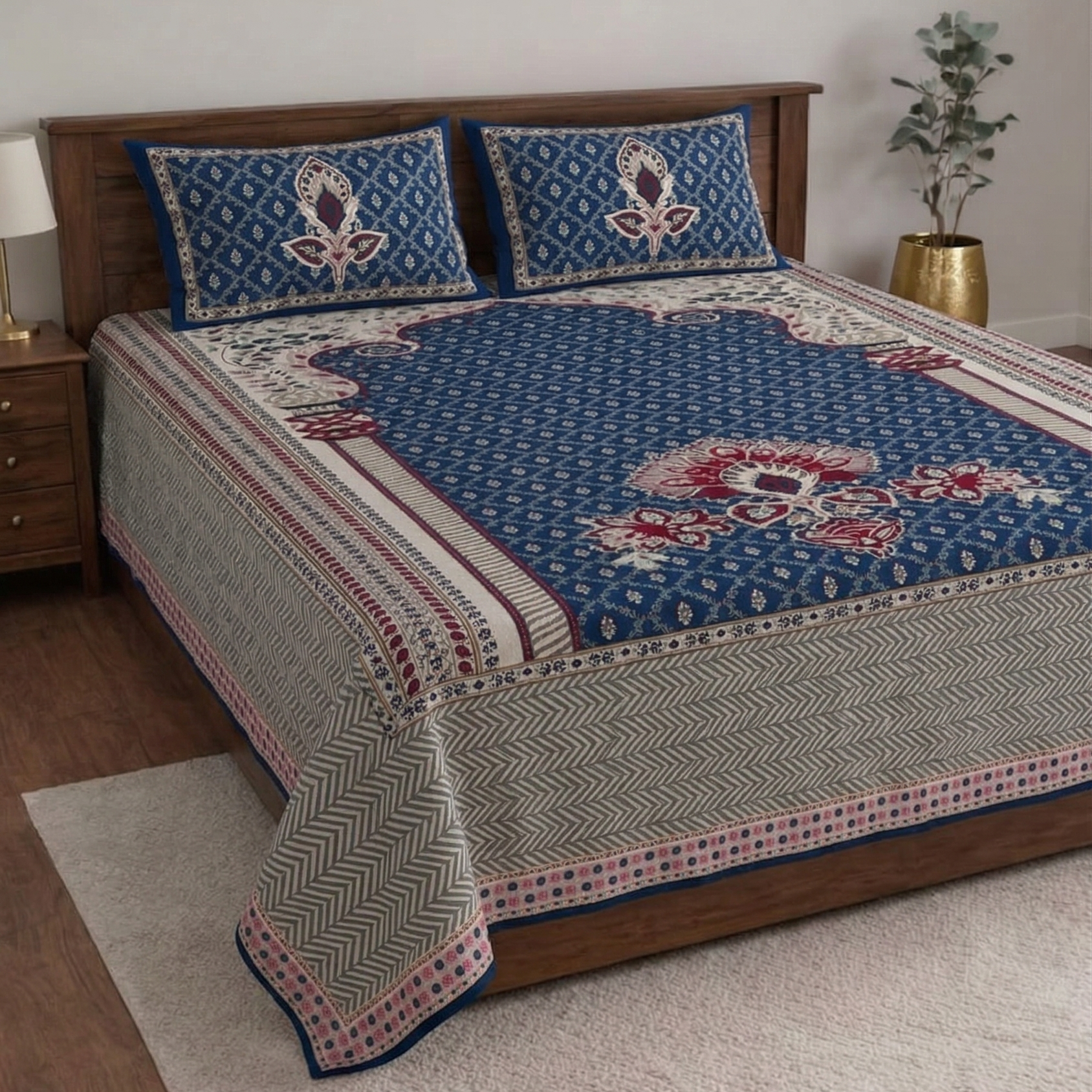 Jantar Mantar-Designer Diwan Bedsheet Set