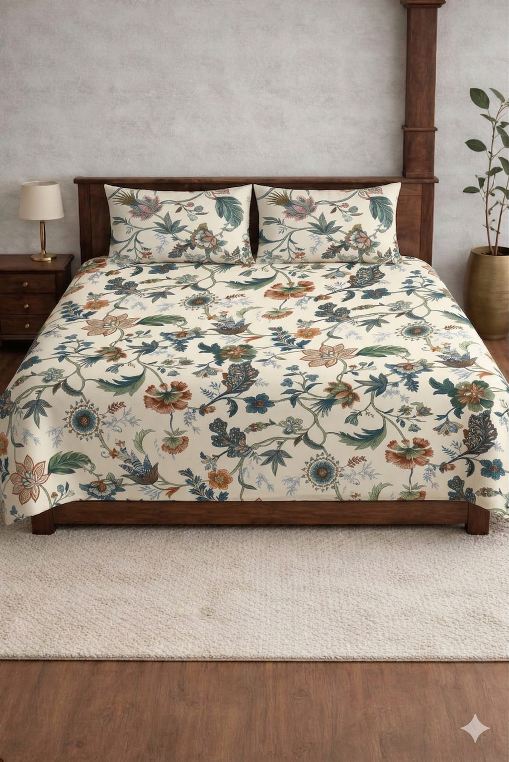 Palmora Floral Printed Designer Bedsheet Set