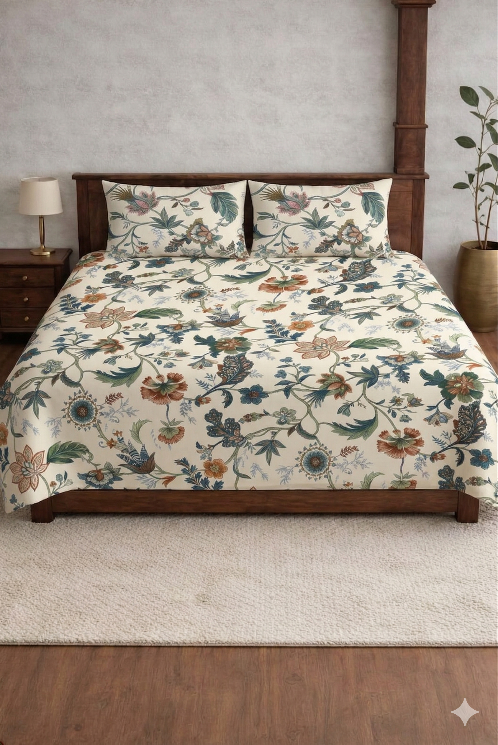 Palmora Floral Printed Designer Bedsheet Set