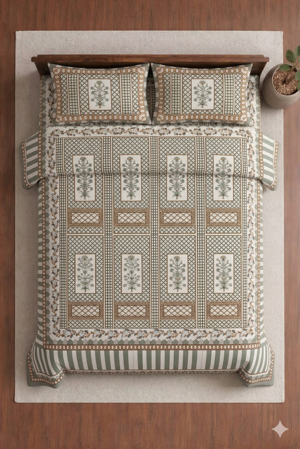 Jantar Mantar-Designer Diwan Bedsheet Set