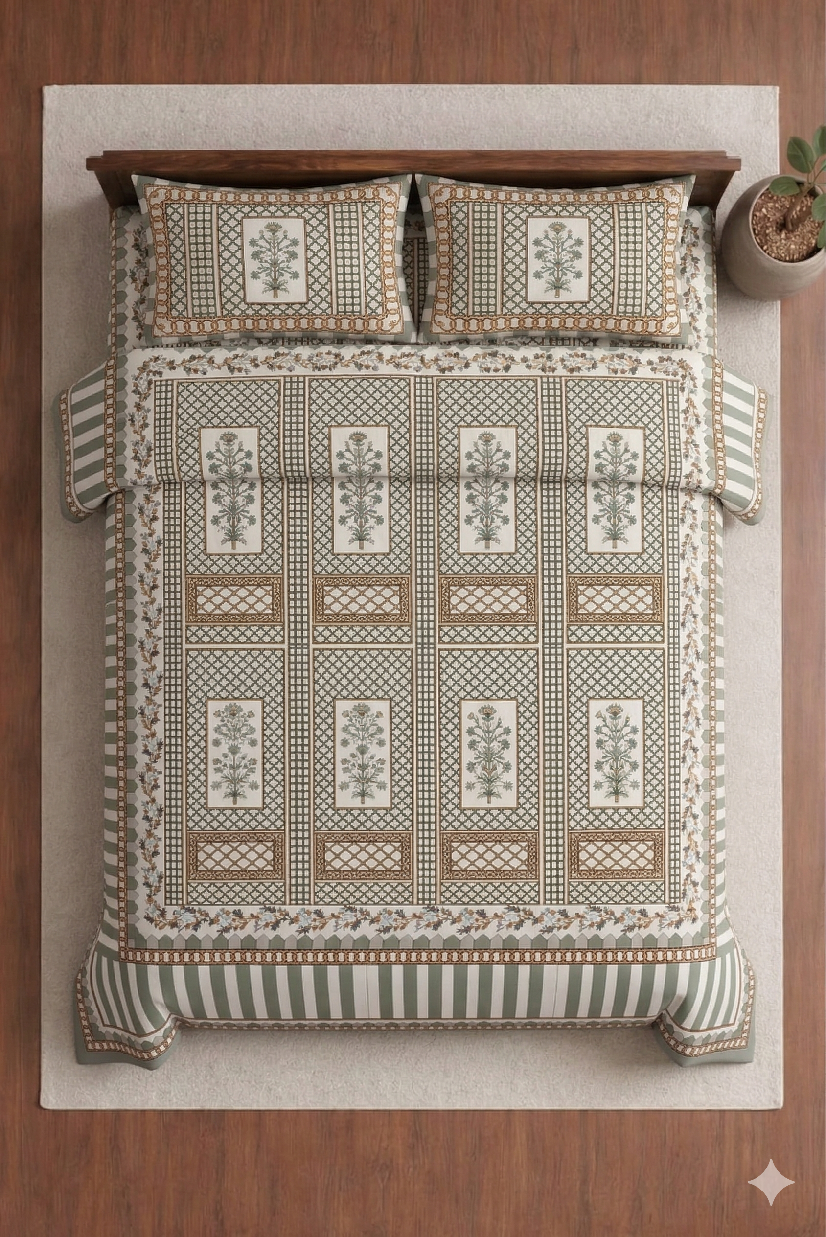 Jantar Mantar-Designer Diwan Bedsheet Set