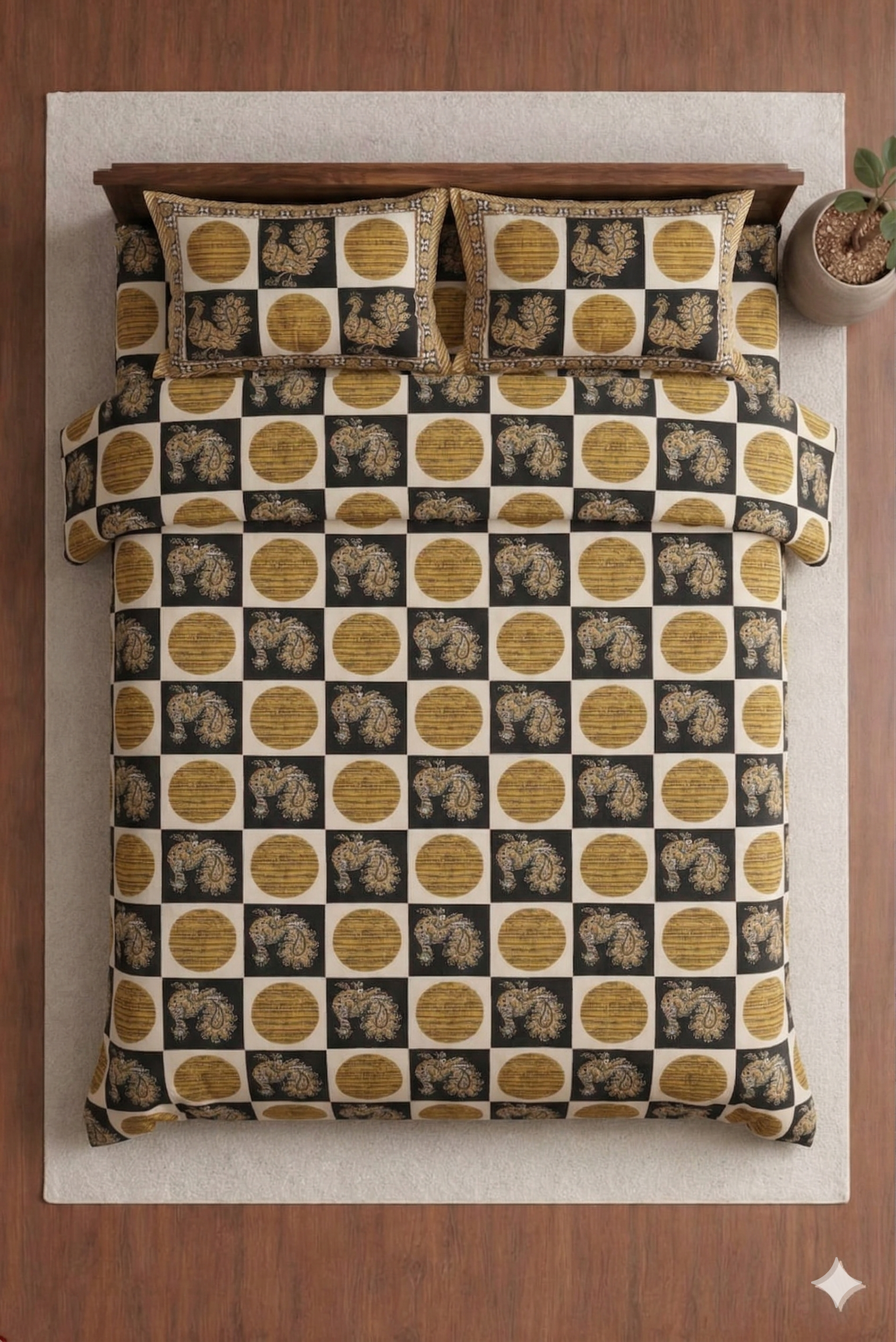 Block jaal Jaipuri Designer Bedsheet