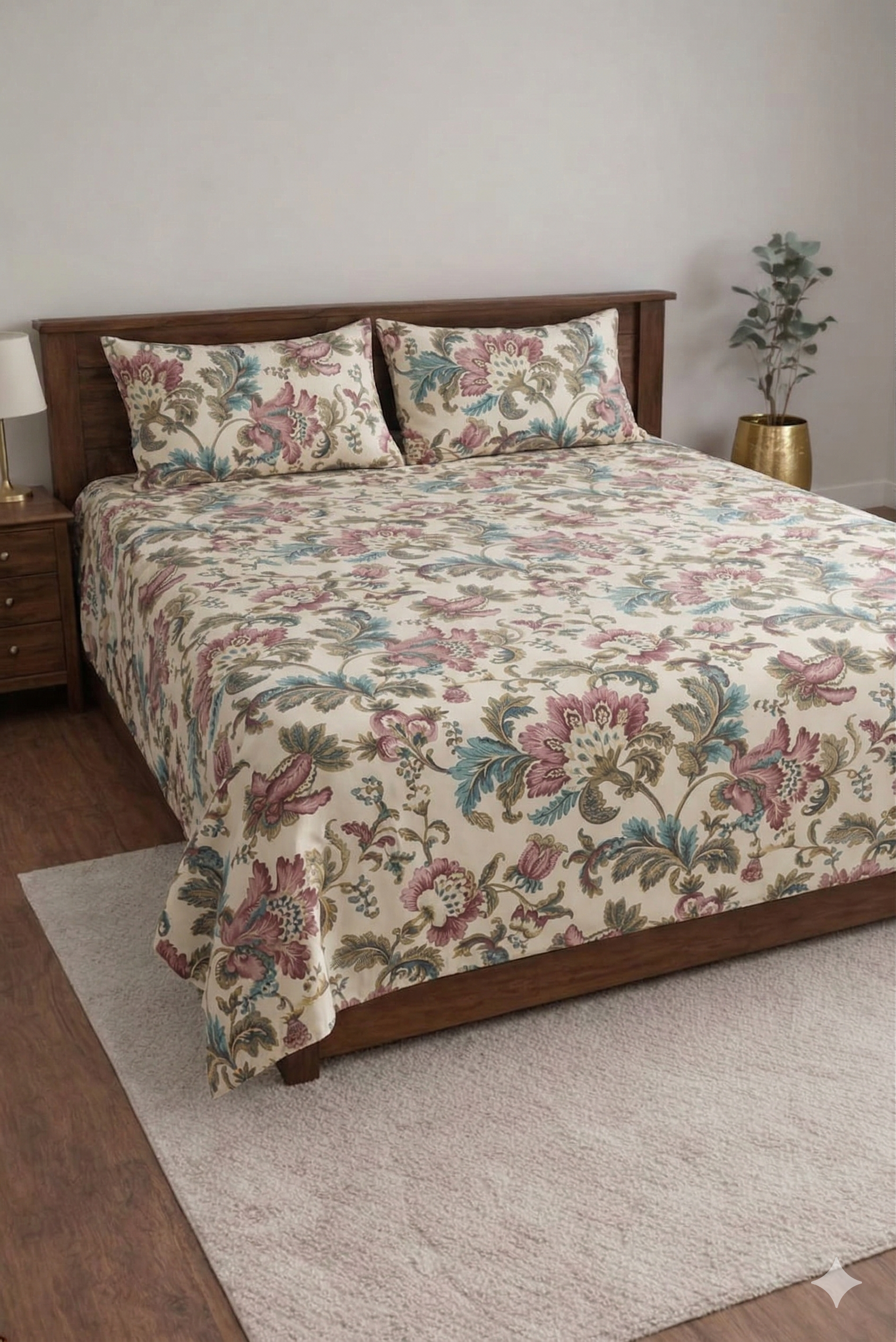 Palmora Floral Printed Designer Bedsheet Set