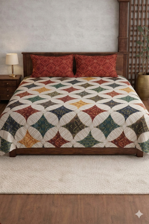 Chunari Print Barmedi Printed Bedsheet set for Traditional look