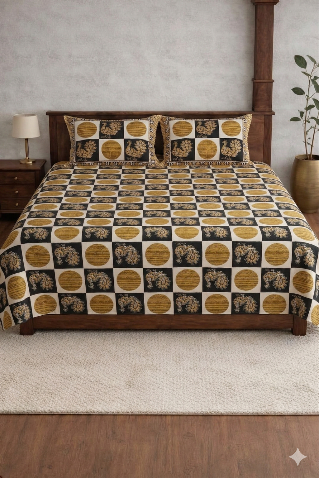 Block jaal Jaipuri Designer Bedsheet