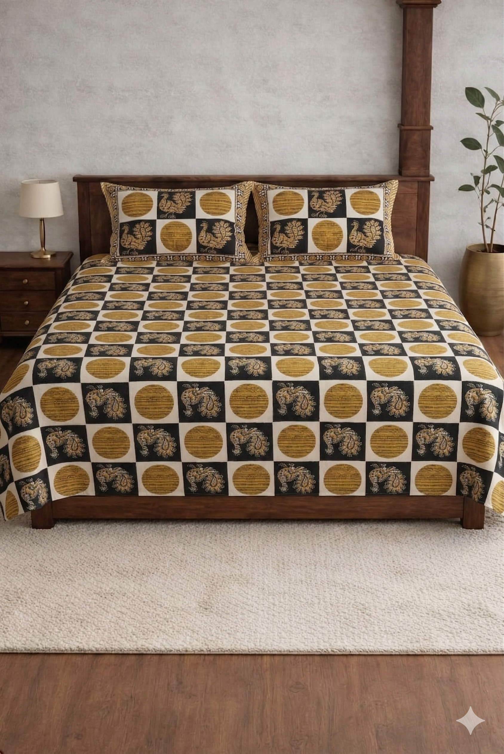Block jaal Jaipuri Designer Bedsheet