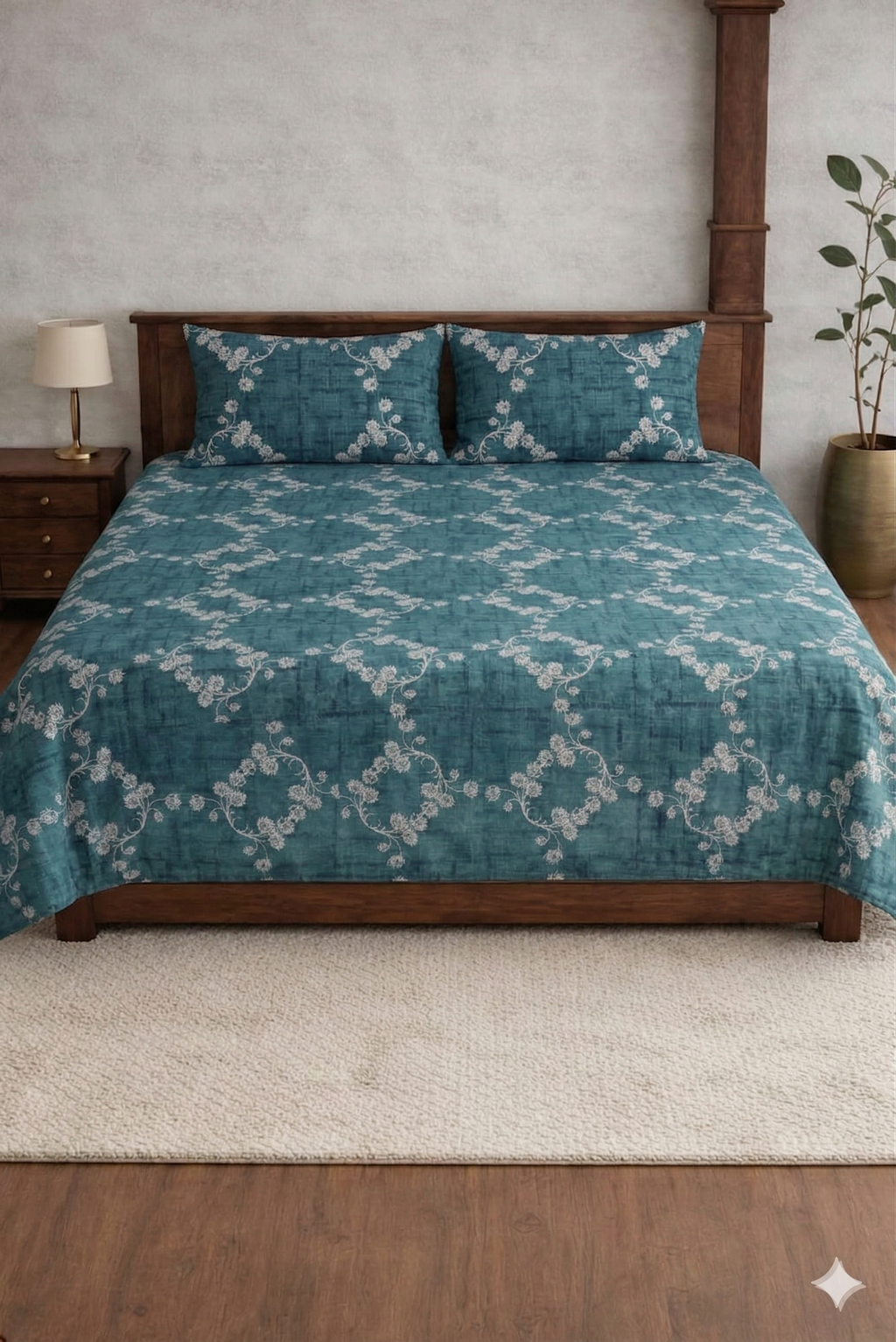 Blue Berry Premium Designer Bedsheet Set