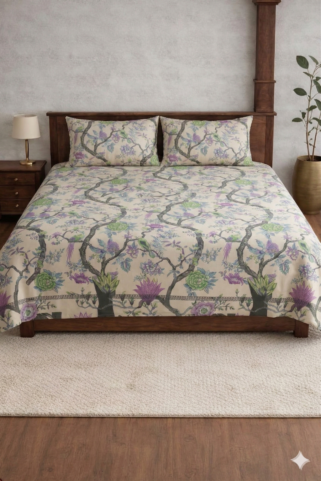 Palmora Floral Printed Designer Bedsheet Set
